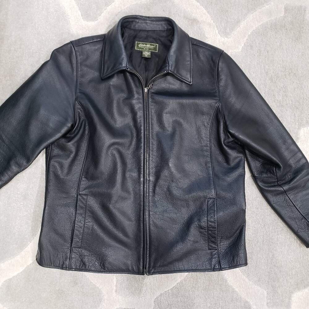 Eddie Bauer Genuine Leather Jacket Women's Tall XL - Black
